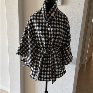 Juicy Couture Black and White Plaid Cape